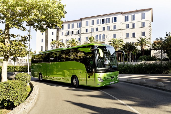 Green Mercedes-Benz Tourismo M-2 RHD Bus