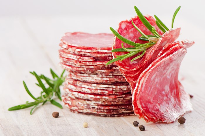 Sliced Salami with Rosemary and Peppercorns