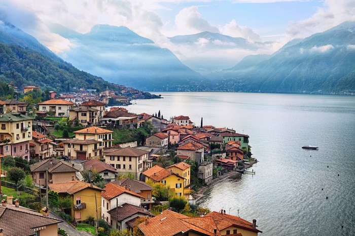 Houses on the coast of Como Lake, Italy