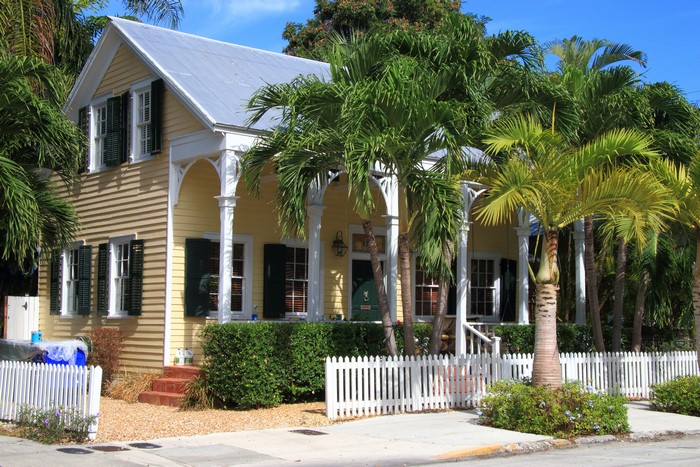 Yellow House with Palm Trees in Florida