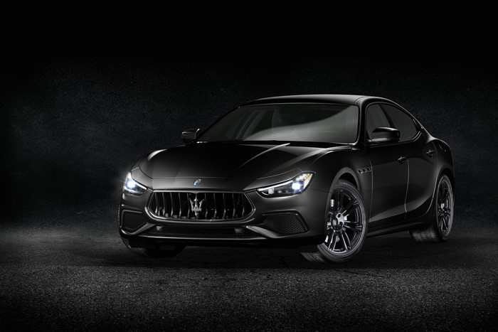 Black Maserati Ghibli on a dark background
