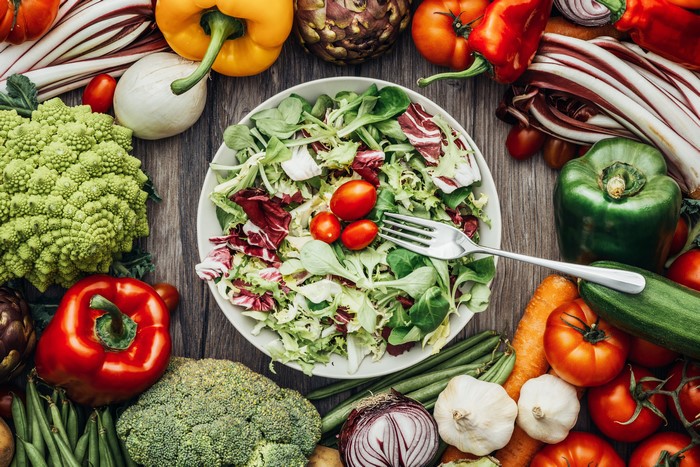 Assortment of Fresh Vegetables and Salad