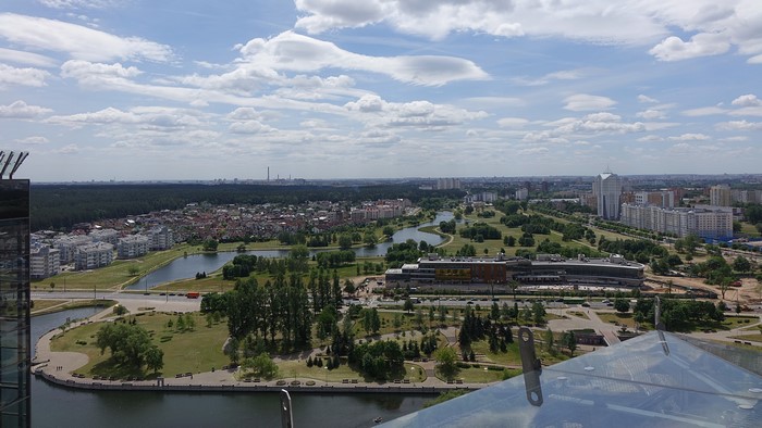 Aerial view of Minsk, Belarus with rivers and parks