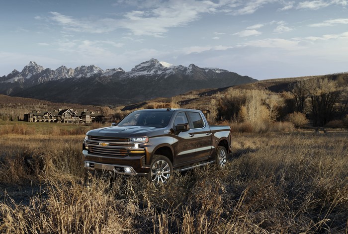 2019 Chevrolet Silverado High Country Crew Cab in a field