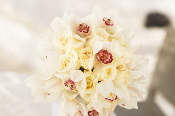 White Roses and Orchids Bouquet