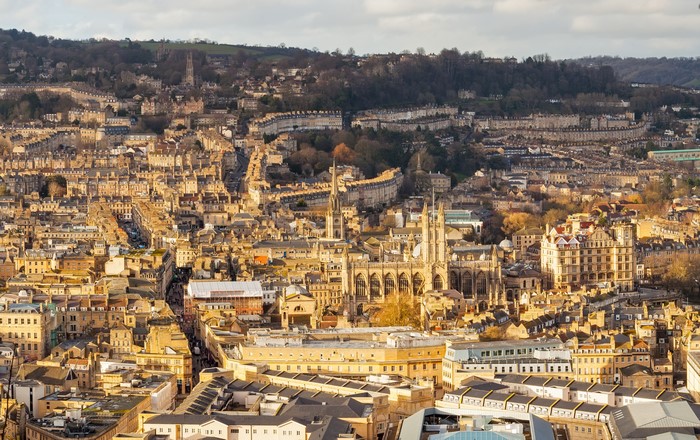Bath, England cityscape with Abbey