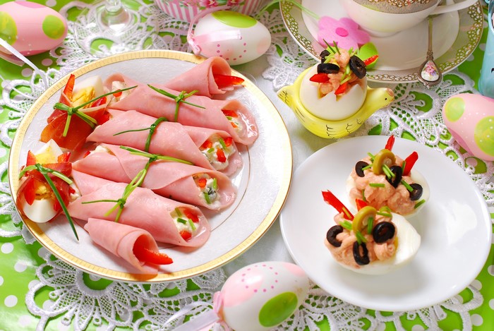 Easter Ham Rolls and Deviled Eggs