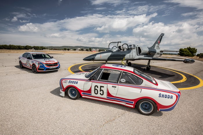 Skoda 130 RS and Octavia with L-39 Albatros jet