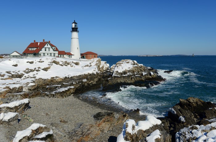 Portland Head Light in Snow, USA