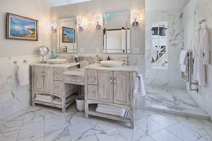 Luxury Bathroom with Dual Vanities and Walk-in Shower