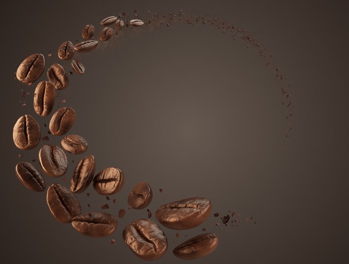 Coffee beans in a swirl