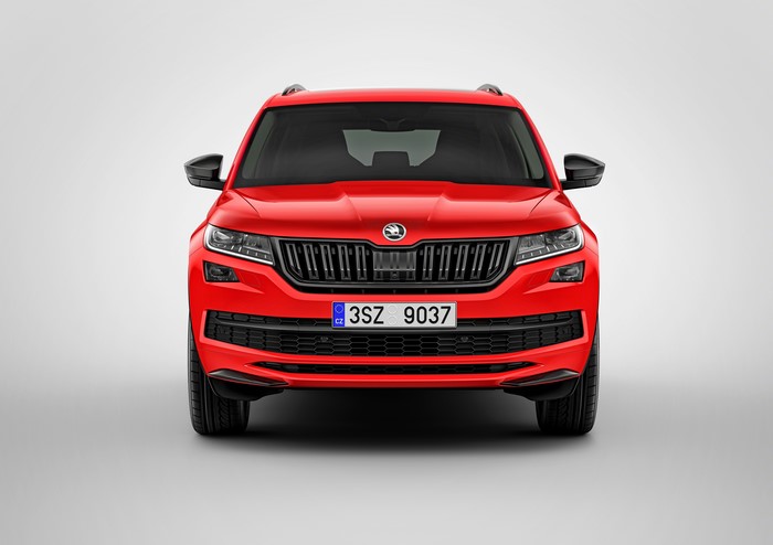 Red Skoda Kodiaq Sportline 2017 Front View