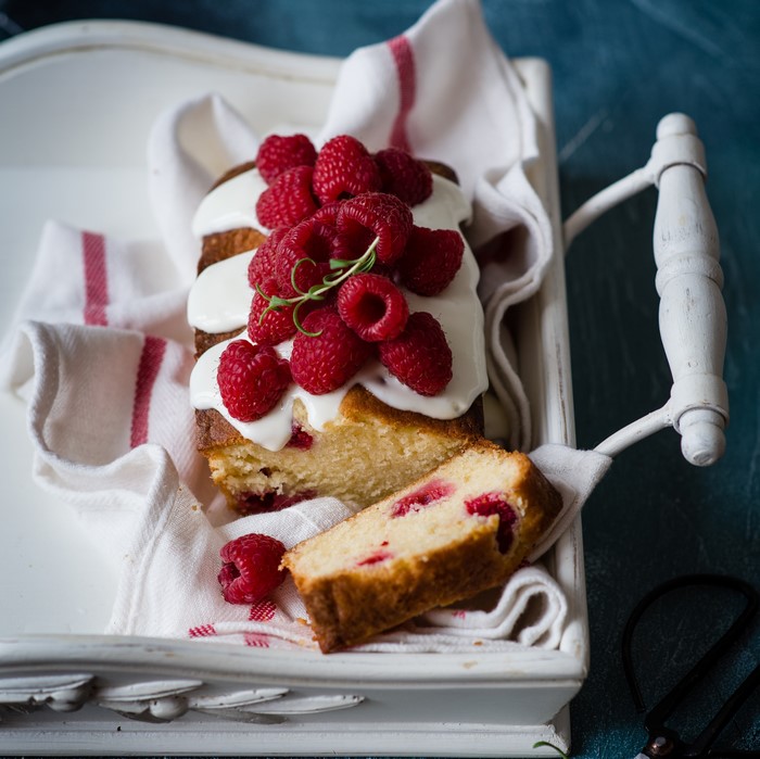 Raspberry Pound Cake with White Glaze