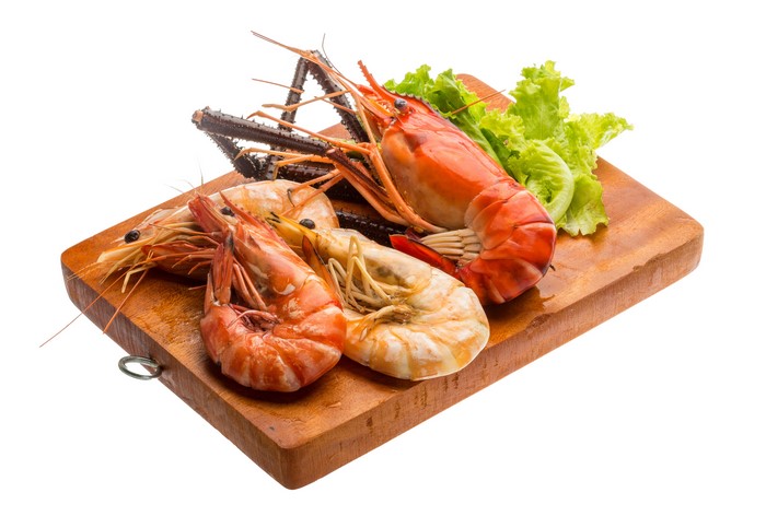 Shrimp on a cutting board