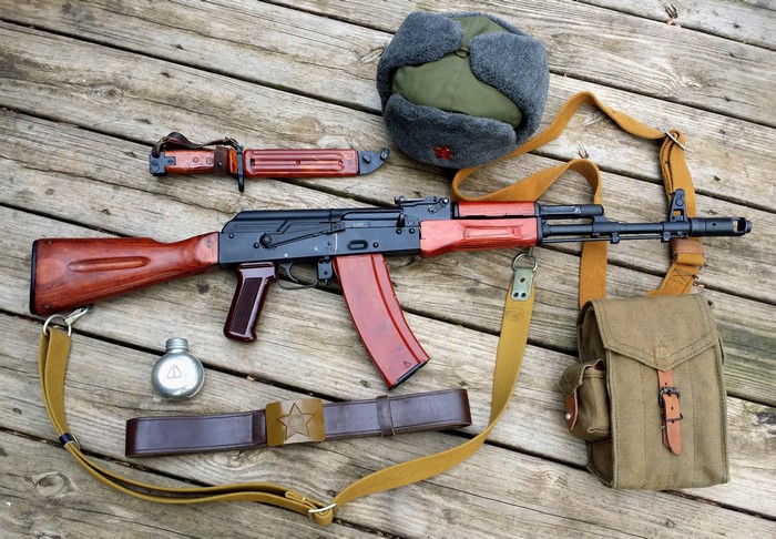 AK-47 rifle with accessories