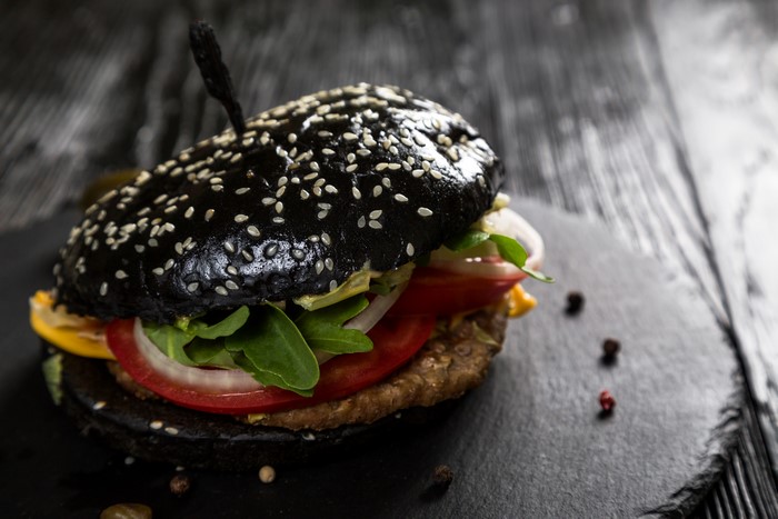 4K Black Hamburger with Sesame Seeds