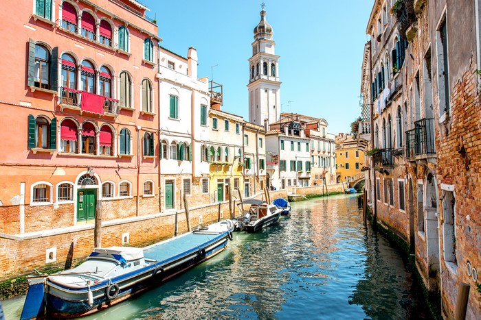 Venice Canal with Boats and Buildings