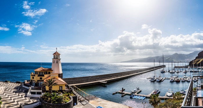 Lighthouse and Marina in Madeira, Portugal