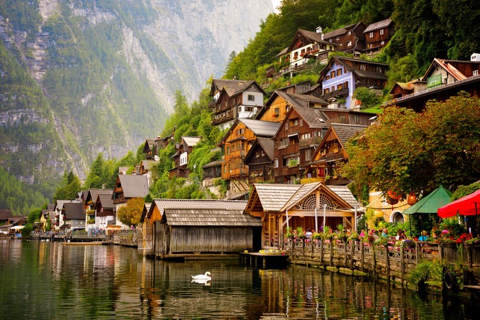 Hallstatt Austria Lake Houses and Cafe