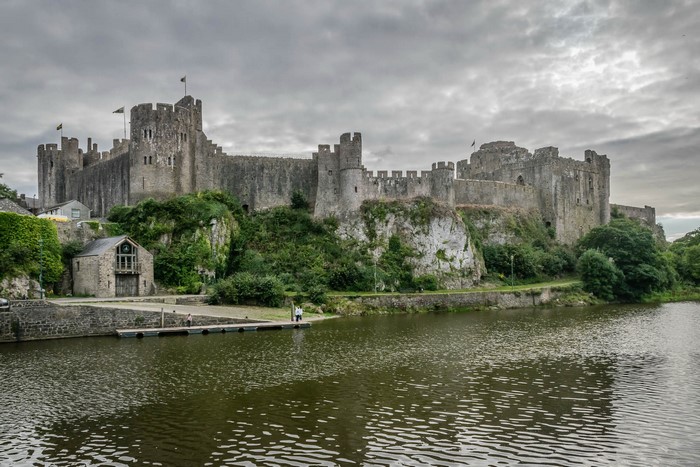 Pembroke Castle on a River in Wales, United Kingdom
