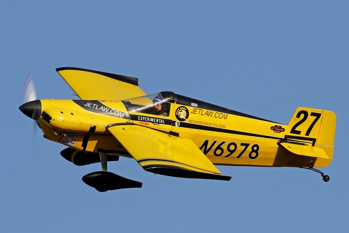 Yellow Experimental Airplane N6978 with JETLAW.COM branding