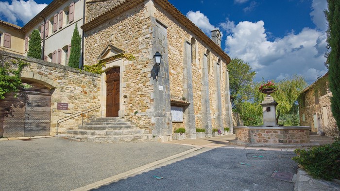Gignac Vaucluse France Stone Buildings and Fountain
