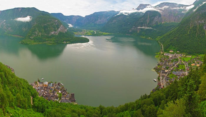 Hallstatt village on a lake in the Austrian Alps