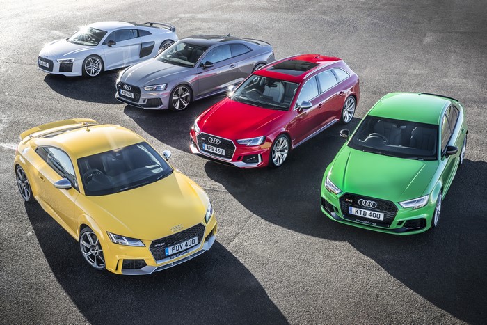 Audi cars on asphalt