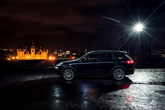 Black Porsche Cayenne S Diesel at Night