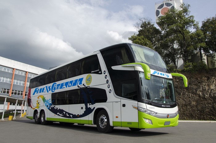 Double-decker bus with "Firex Camion" livery