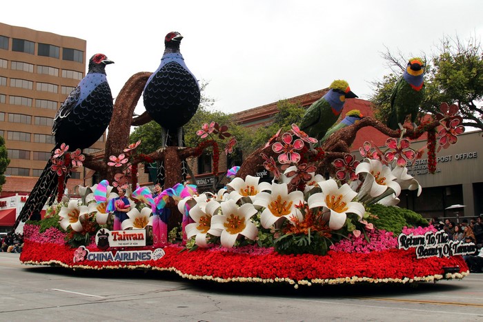 Taiwan China Airlines Parade Float with Birds and Flowers