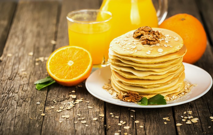 Pancakes with Orange Fruit and Nuts
