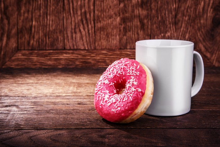 Donut and Mug on Wood