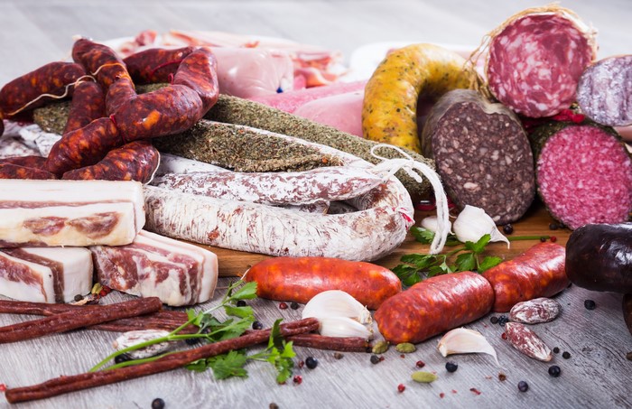 Assortment of Meat Products and Sausages