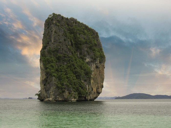 Limestone rock formation in the ocean, Thailand