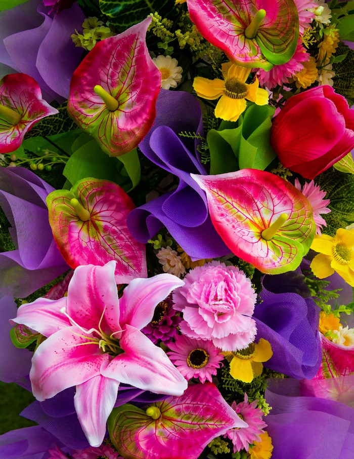 4K Anthurium, Lilies, and Carnations Floral Arrangement