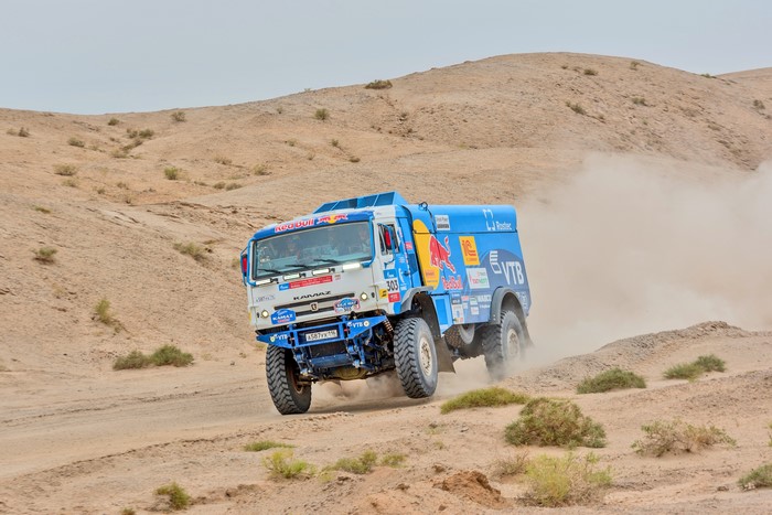 KAMAZ truck 303 racing in Silk Way Rally