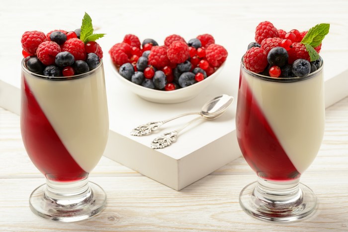 Dessert with Berries in Glasses
