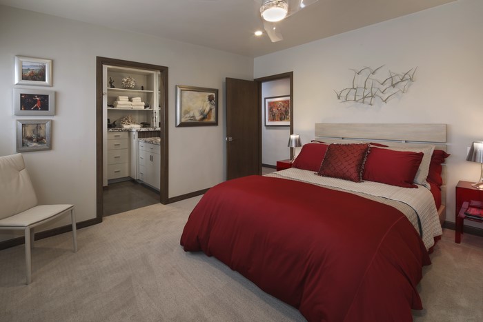 Bedroom Interior Design with Red Bedding