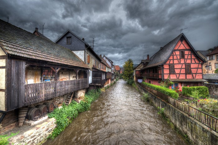 Kaysersberg Alsac France Houses River HDR