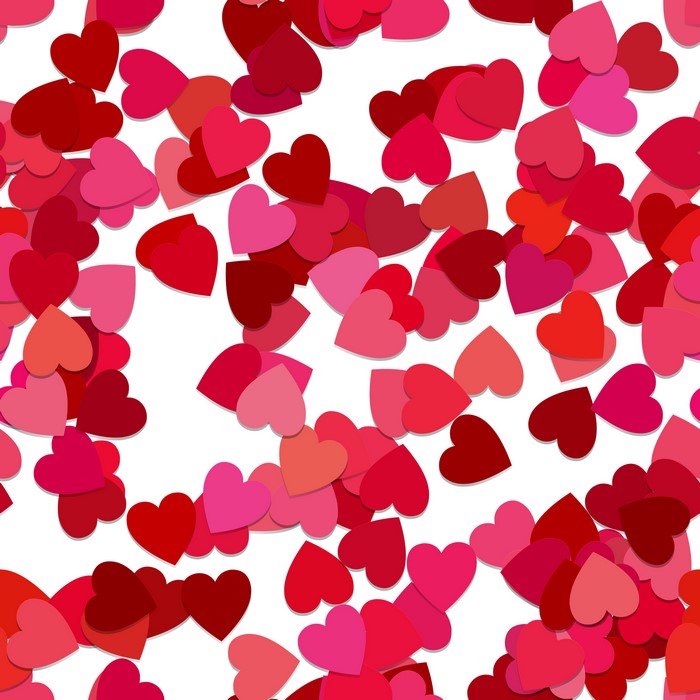 Seamless pattern of red and pink hearts