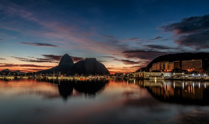 Sugarloaf Mountain and Marina at Dusk, Rio de Janeiro