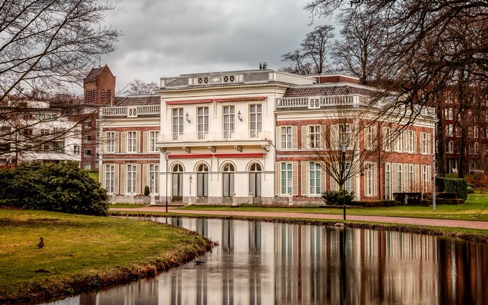 House with canal in Arnhem Guelders, Netherlands