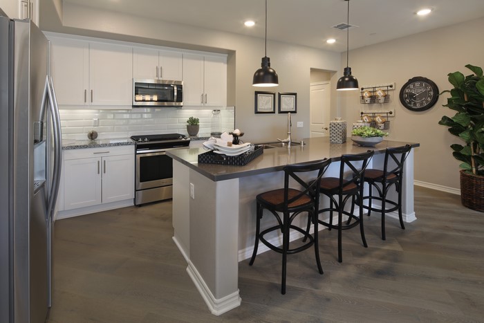 Modern Kitchen with Island and Bar Stools