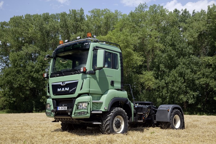 Green MAN 4x4 Truck in a Field