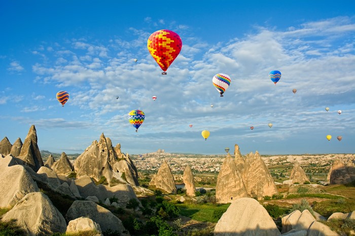 Hot air balloons over Cappadocia Anatolia, Turkey