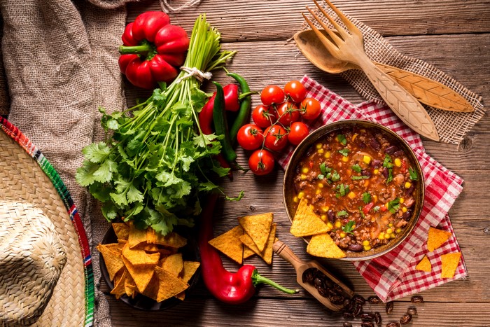 Chili with Ingredients and Mexican Hat