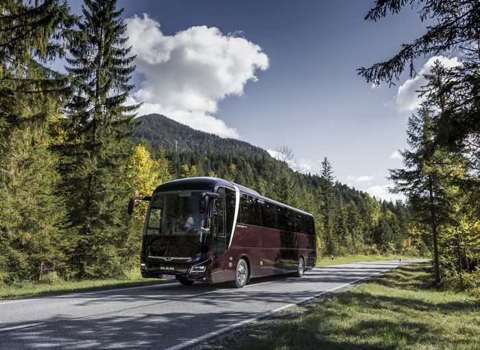MAN bus on a mountain road