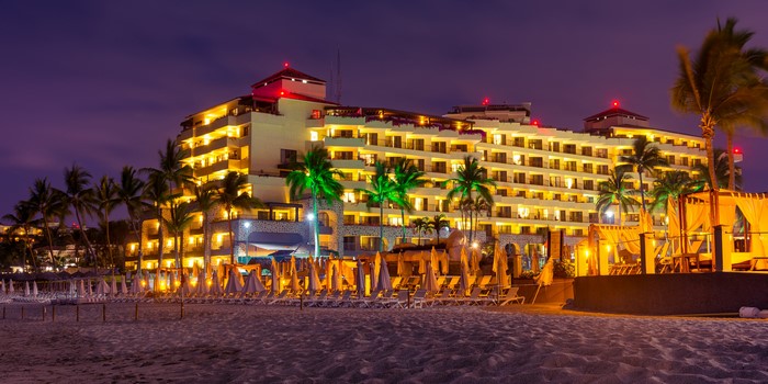Hotel at Puerto Vallarta Beach at Night