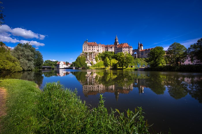 4K Castle Sigmaringen on River in Germany